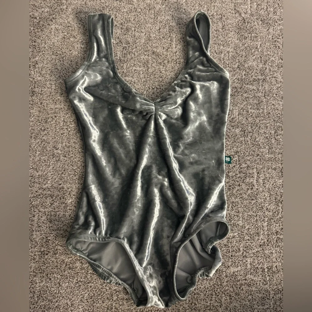 Luckyleo olive green velvet ballet leotard size small - Picture 3 of 9